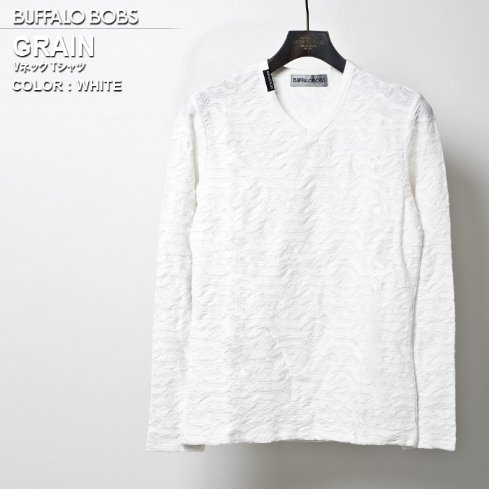 GRAIN(グレイン) ウェーブタック Vネック 長袖 Tシャツ BUFFALOBOBS