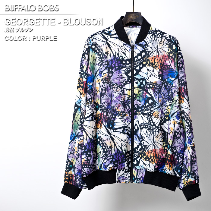 GEORGETTE-BLOUSON(ジョーゼット ブルゾン) 総柄 ジョーゼット ビッグシルエット ブルゾン BUFFALO BOBS  バッファローボブズ