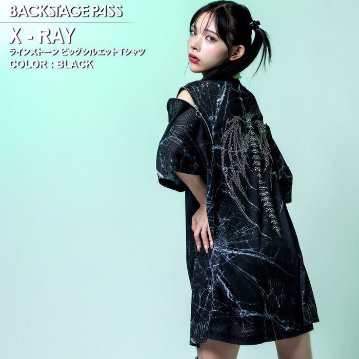 X-RAY(X-レイ) ラインストーン ビッグシルエット Tシャツ クルーネック